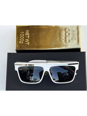 Love Hate LH01WSV15 VintagWhite Silver Shield Sunglasses Corey Shapiro OS w/Case